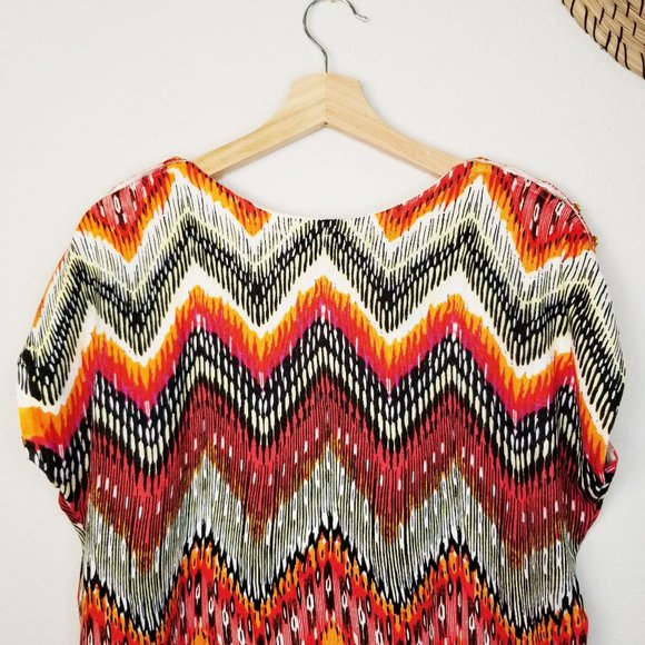 Ikat Print Sweater w/ Dolman Gold Button Sleeves - Picture 6 of 12